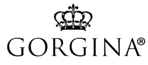 Logo with the word "Gorgina" in capital letters beneath a stylized crown design.