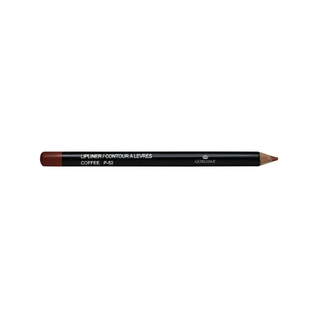 A black makeup lip liner pencil labeled "Coffee P-32" with a brown tip and "Gorgin" branding.