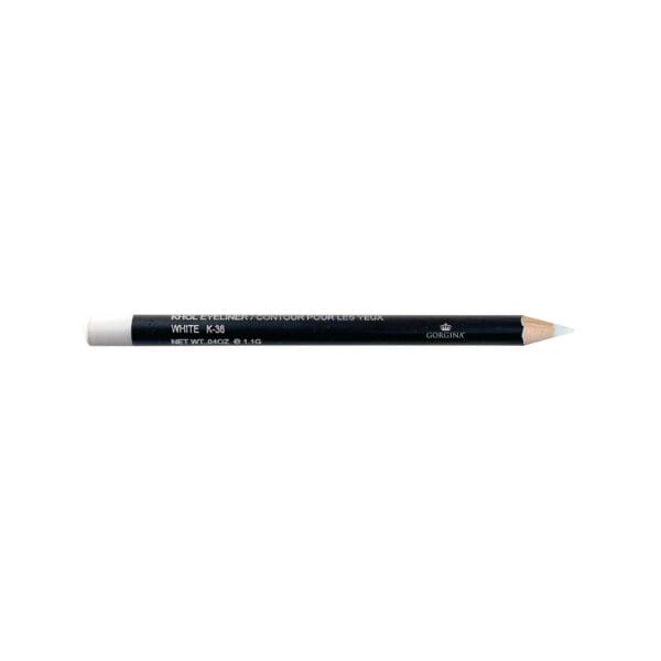 White eyeliner pencil with a black casing, labeled "WHITE KS8.