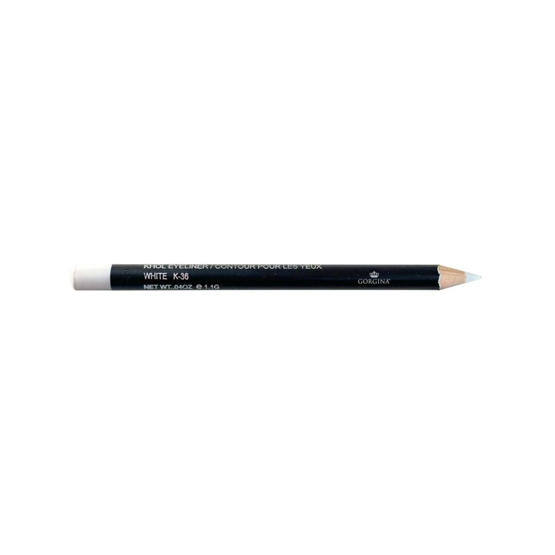 White eyeliner pencil with a black casing, labeled "WHITE KS8.