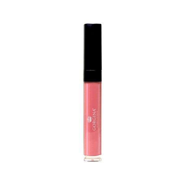 A pink liquid lipstick in a clear tube with a black cap, labeled "Gorgina.