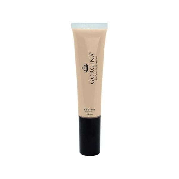 A tube of Gorgina BB Cream in shade FB100 with a black cap and beige label.