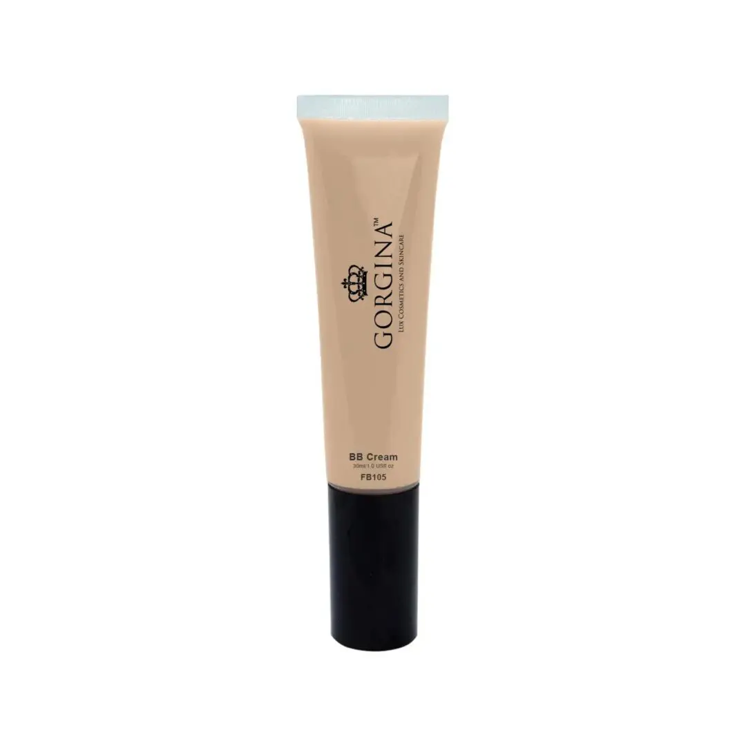 A tube of Gorgina BB Cream with a black cap and beige label.