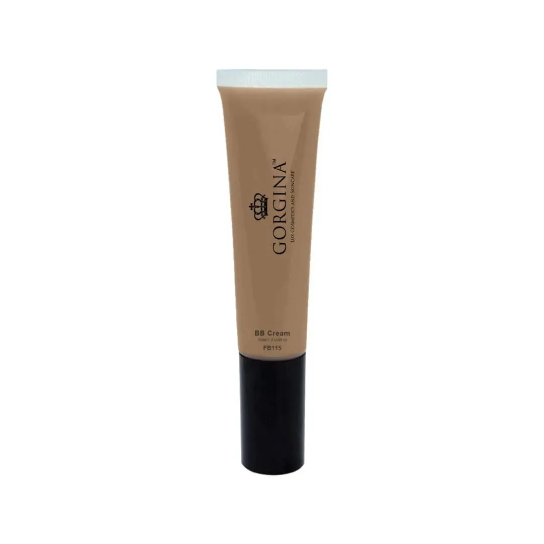 A tube of Gorgina BB Cream with a black cap and beige packaging.