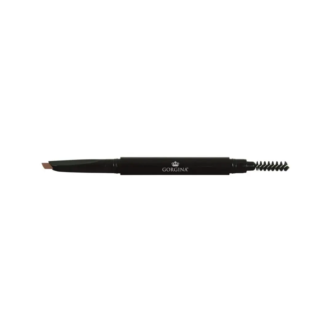 Dual-ended eyebrow pencil with a brush on one side and an angled pencil on the other.