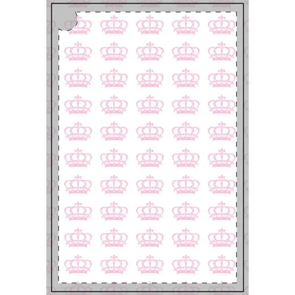 A Gorgina Golf Towel with a design featuring pink crowns, with one corner folded.