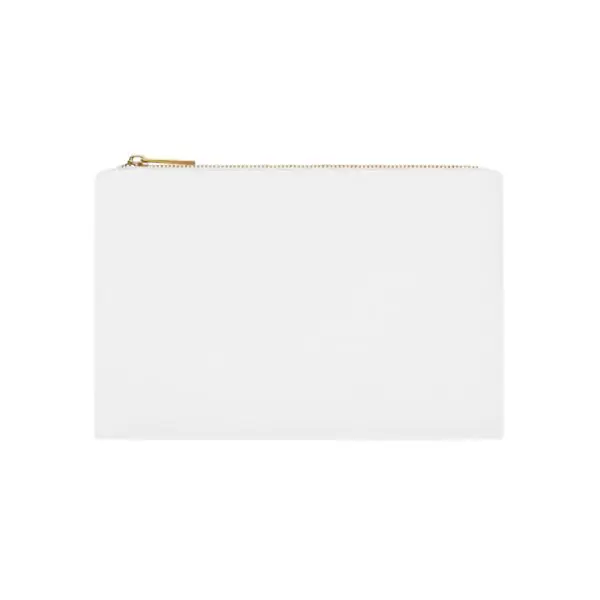 A white Cosmetic Bag with a zipper displayed against a white background.