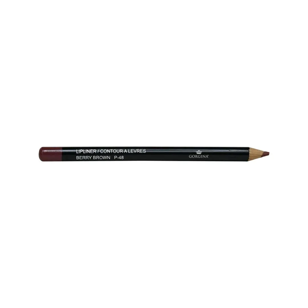 A black lip liner pencil labeled "Berry Brown" with a sharpened wooden tip and maroon colored cap.