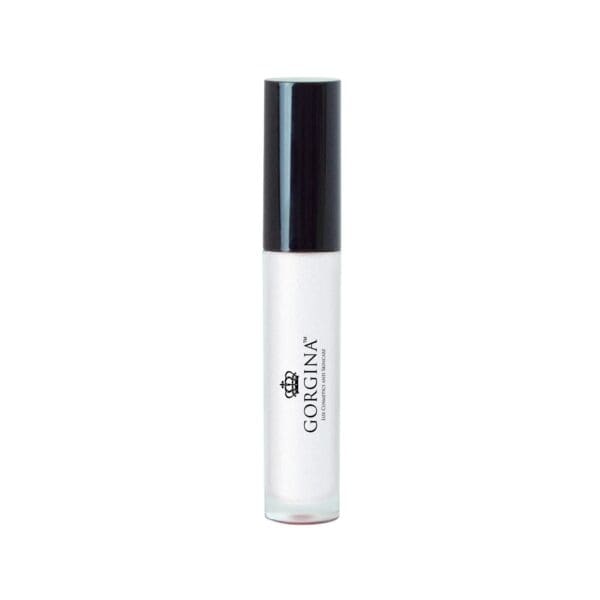A clear tube of Gorgina lip gloss with a black cap, shown upright against a plain white background.