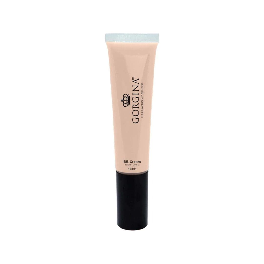 A beige tube labeled "Gorgina BB Cream FB101" with a black cap, standing upright against a white background.
