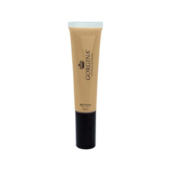 A beige tube of Gorgina BB Cream with a black cap, labeled "BB Cream FB112" against a white background.
